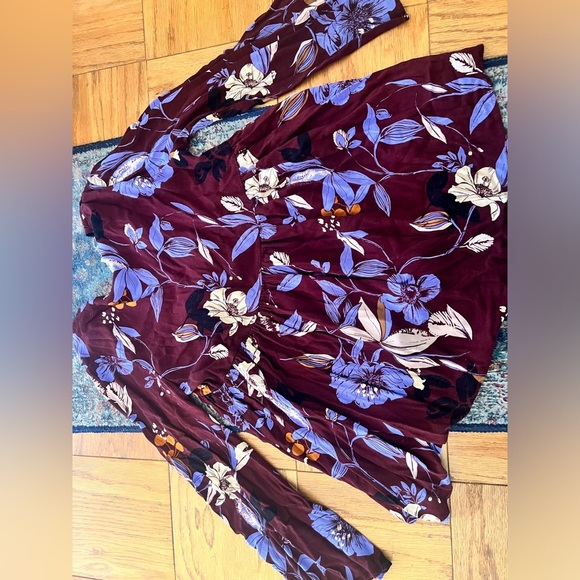 Free People Womens Bella Bell Sleeve floral V-Neck Tunic Top boho small - Picture 6 of 8